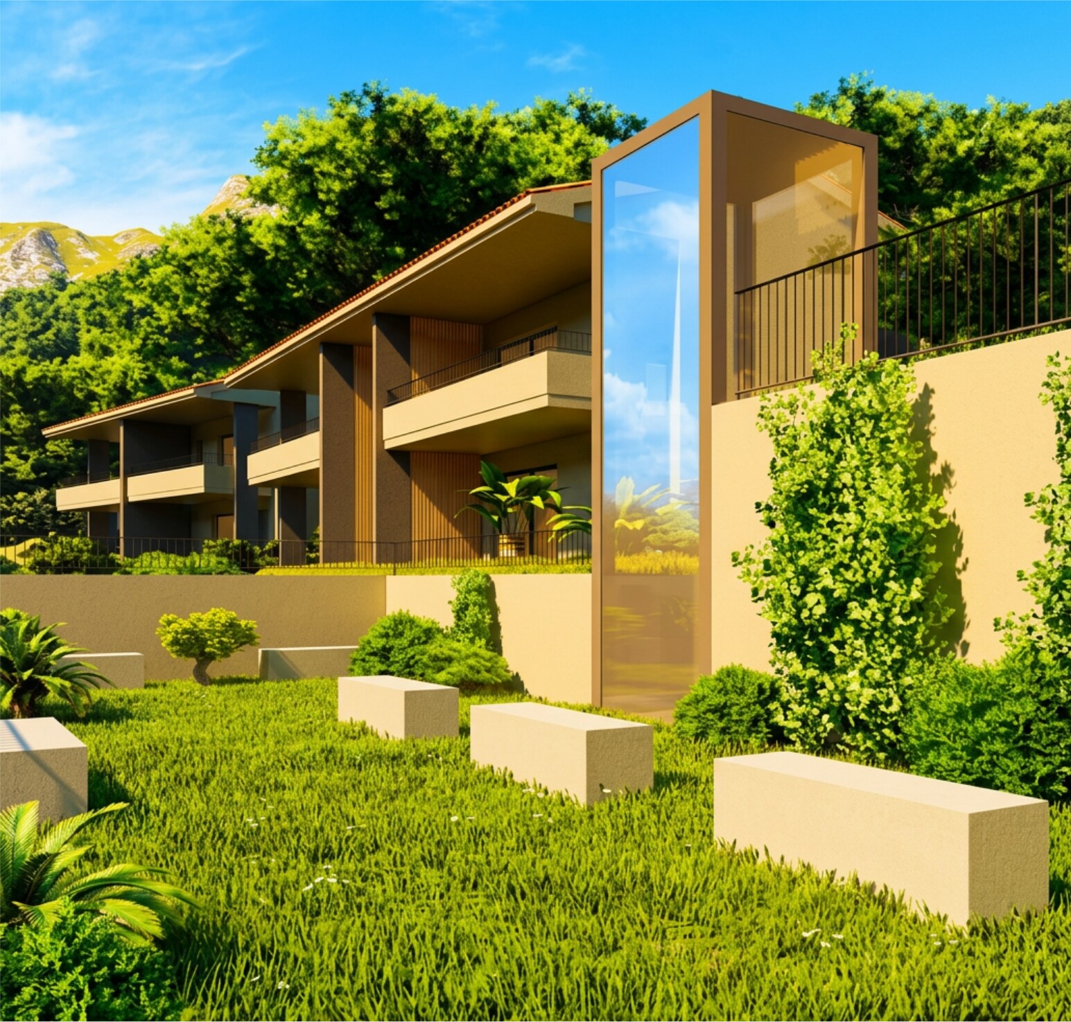 Entrée et jardin d'un T3 Duplex